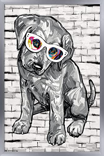 Poster chien à lunettes encadré argenté Trends International pour habiller un mur vide