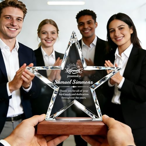 Image of Custom Crystal Award Trophy, Personalized Trophy with Company Logo & Text