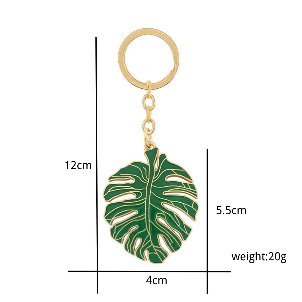 Fuqimanman2020 Monstera Plant Keychains Cute Tropical Plant Leaf Enamel Keychain Plant Lover Gifts Car Keys Bag Charm