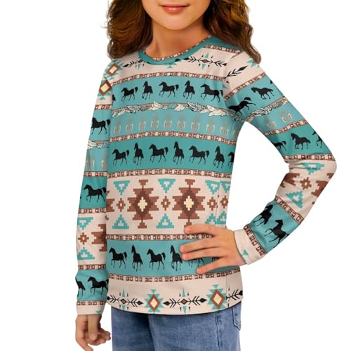 Long Sleeve Shirts for Kids Girls 3-16Y Casual Crewneck Tees Shirt Fall Outfits3