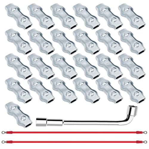 Muuookka 25 Conectores de Cuerda de Polietileno M5 de Alta Resistencia, de Acero Galvanizado con Cables Conductores de Cobre y Silicona.