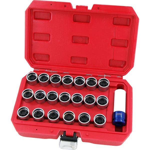 Mekanik 21pc Master Locking Wheel Nut Key Stud Remover Tool Kit Compatible with Audi