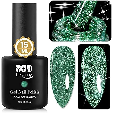 YTD Likomey UV Nagellack Glitzer,15ml Grün Gel Nagellack Glitzer Cover