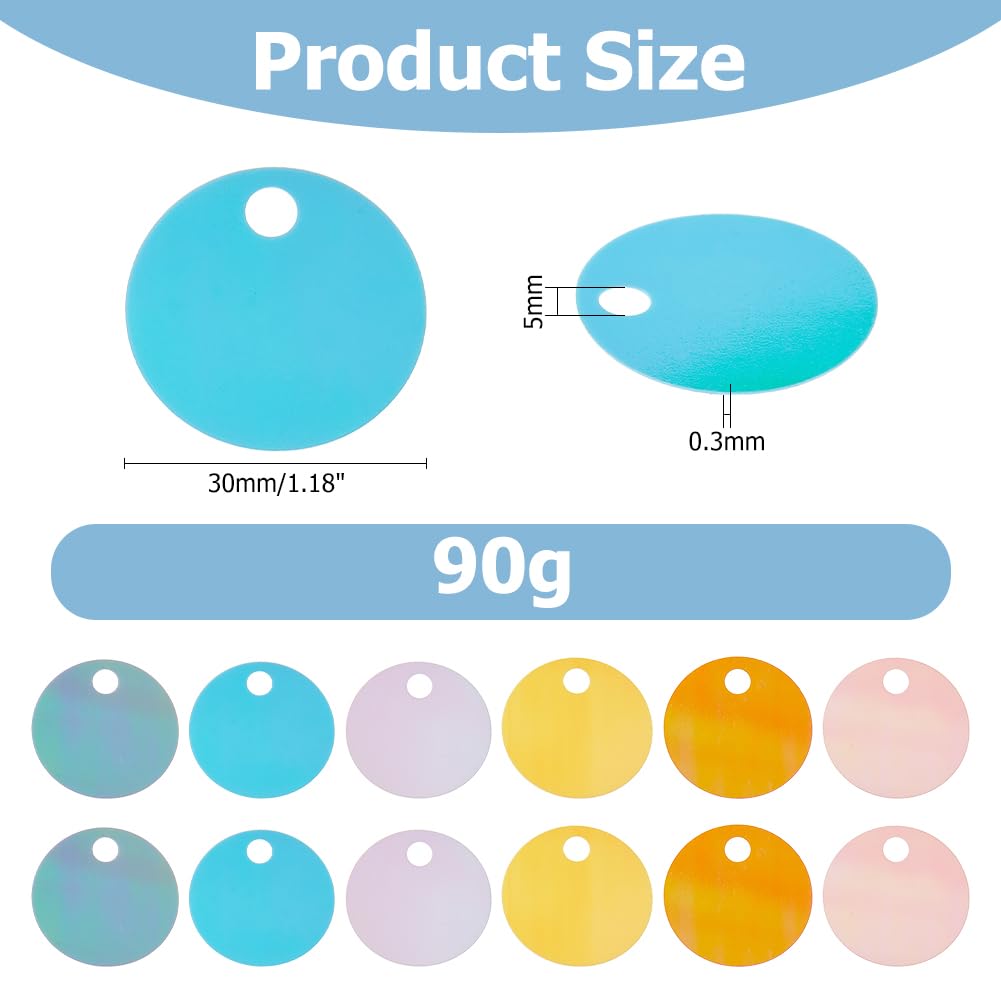 90g Mixed Color Loose Sequins - 4-10mm Flat Round PVC Sequins For DIY Crafts & Embroidery