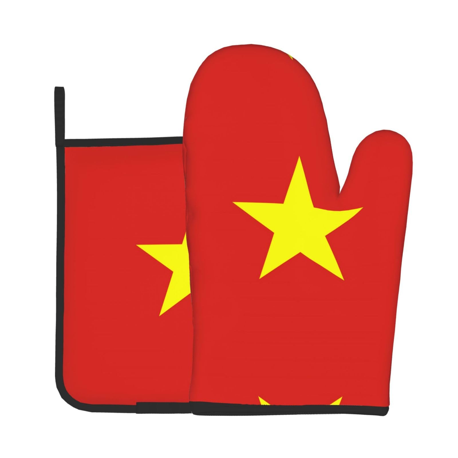 Oven Mitts and Potholders Set of 2 for Kitchen Baking Cooking GrayVietnamese Flag Thick and Durable