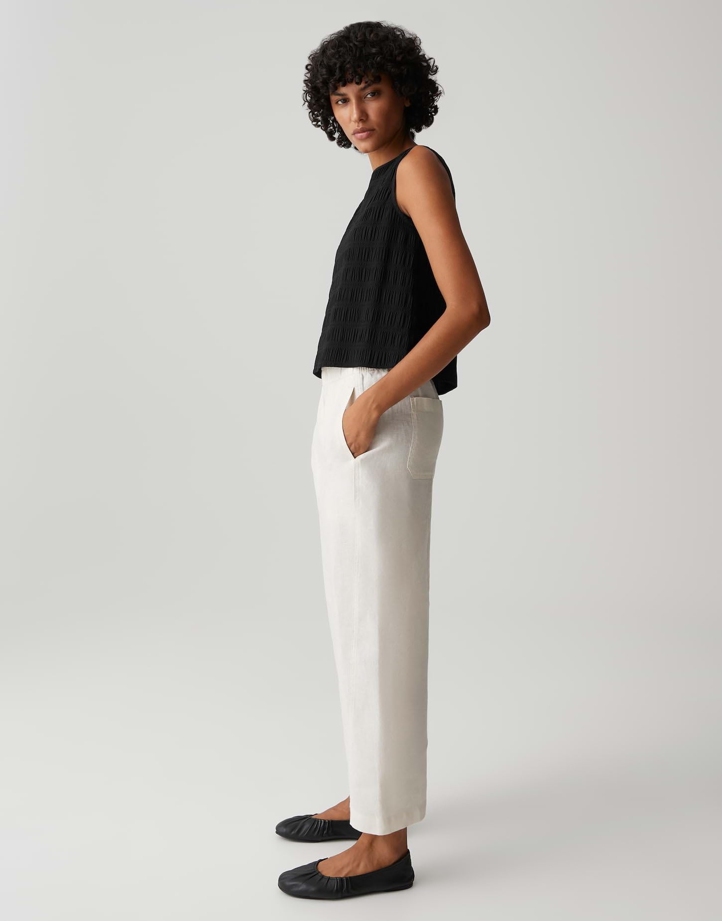OPUS Damen Blusentop | Blusentop mit gesmokter Textur Regular Fit