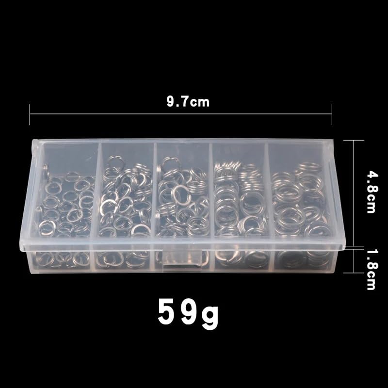 Juego de 200 anillos de acero inoxidable para pesca 5 tamaños miniatura 6