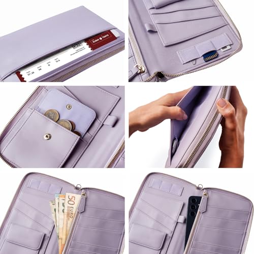 Image of Travel Document Organizer - RFID Passport Wallet Case Family Holder Id Wristlet