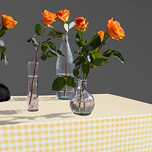 Buffelo Check Table Cloth Check Tablecloth Linen Buffalo Check Tablecloth Rustic Tablecloth (54*54", Yellow And White) #TOP6