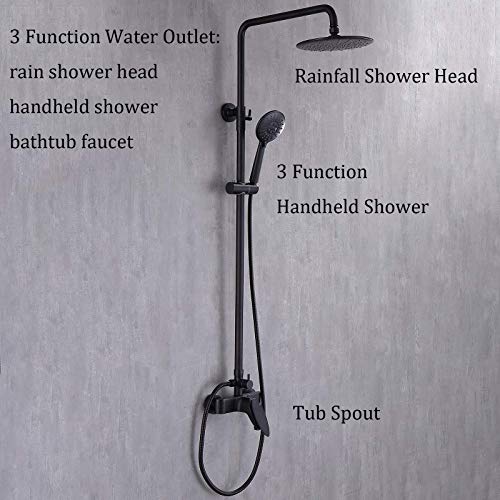 Ensemble de douche noir avec robinet mural douchette et mitigeur de baignoire - 3