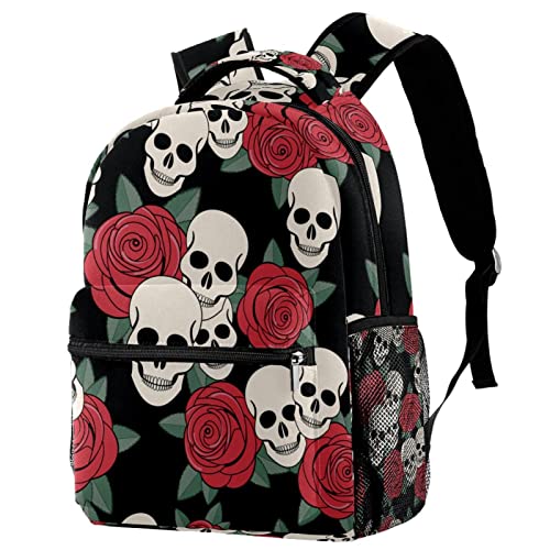 Sac à dos de voyage pour l'école et les vacances motif tête de mort rouge junior