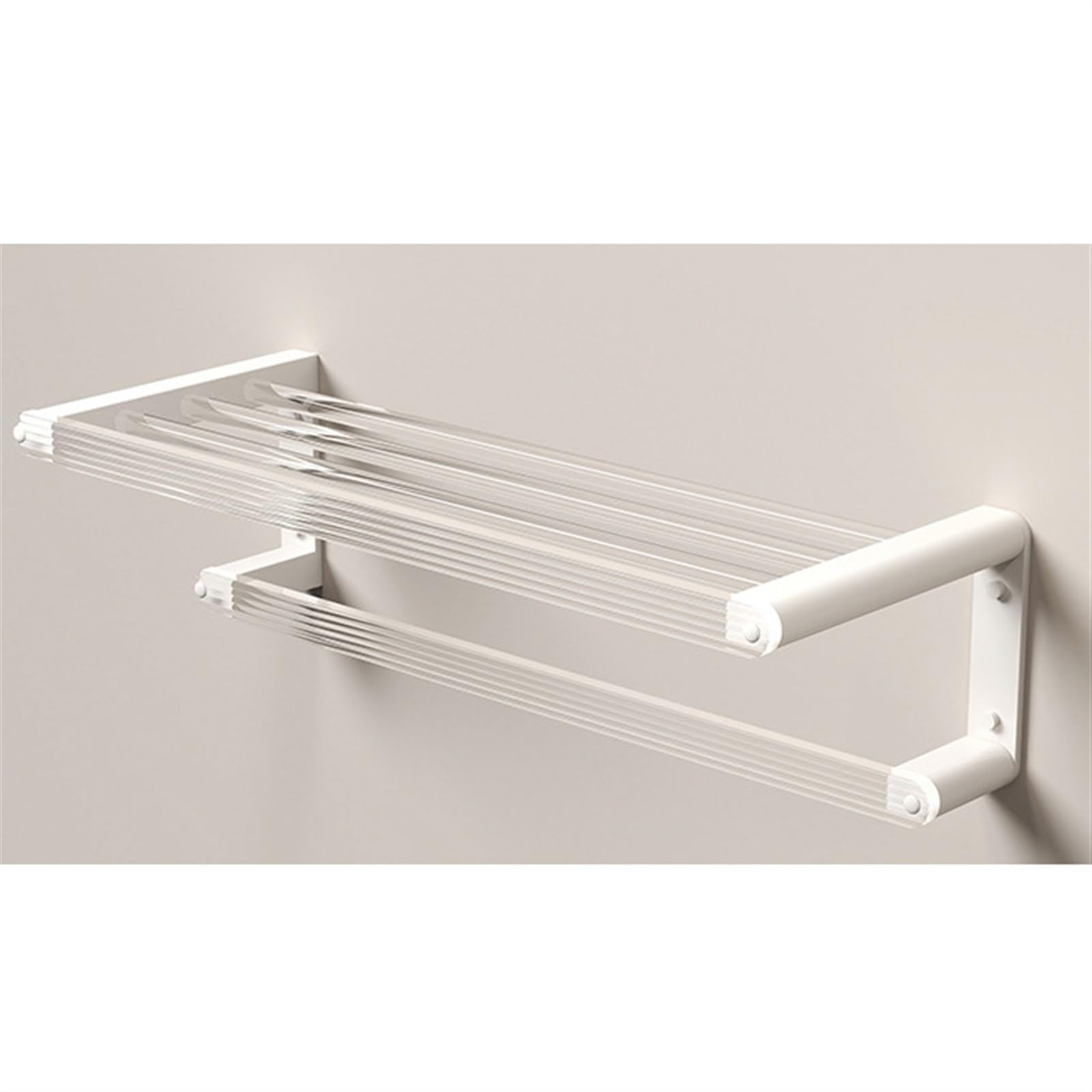 Mensole Galleggiin Acrilico, Mensole Sospese a Parete con Portasciugamani, Mensole Decorative per Bagno e Cucina