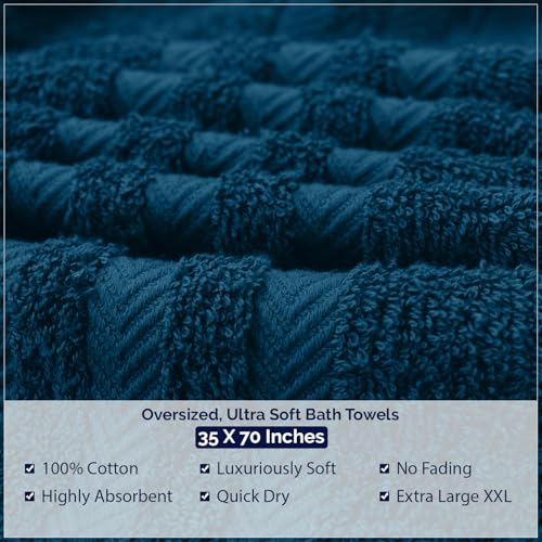 Image of DAN River 2 Pack Bath Sheets Extra Large 35x70, Large Bath Towels for Adults, XL Oversized Heavy Duty Towel Set, 600 GSM 100% Ring Spun Cotton, Soft Quick Dry, Blue Opal