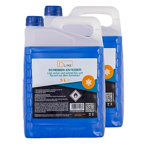D.LINE Scheibenenteiser 5 Liter, löst sicher und schnell EIS und Raureif auf Allen Scheiben, NACHFÜLLKANISTER (2X 5 Liter)
