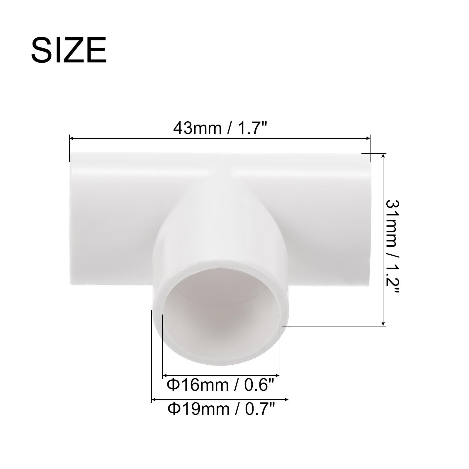 QUARKZMAN Acoplador de Tubo de PVC en Forma de T para Conducto, Conector de Acoplamiento de 3 Vías, Color Blanco, 16 mm, para Conducto Eléctrico de Jardín, Paquete de 30