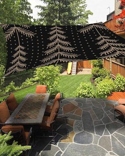 Boanket Sun Shade Sail 8' x 10', Christmas Rectangular Waterproof Outdoor Sun Shades, Brown Xmas Tree Winter Christmas Black Shade Cloth for Patio Deck Terrace Garden Lawns Beach Backyard