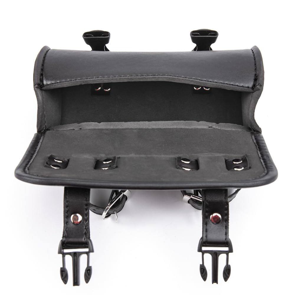 Sissy Bar - Mini borsa per forcella da moto, in pelle PU, per manubrio della bicicletta, borsa per attrezzi (B nero)