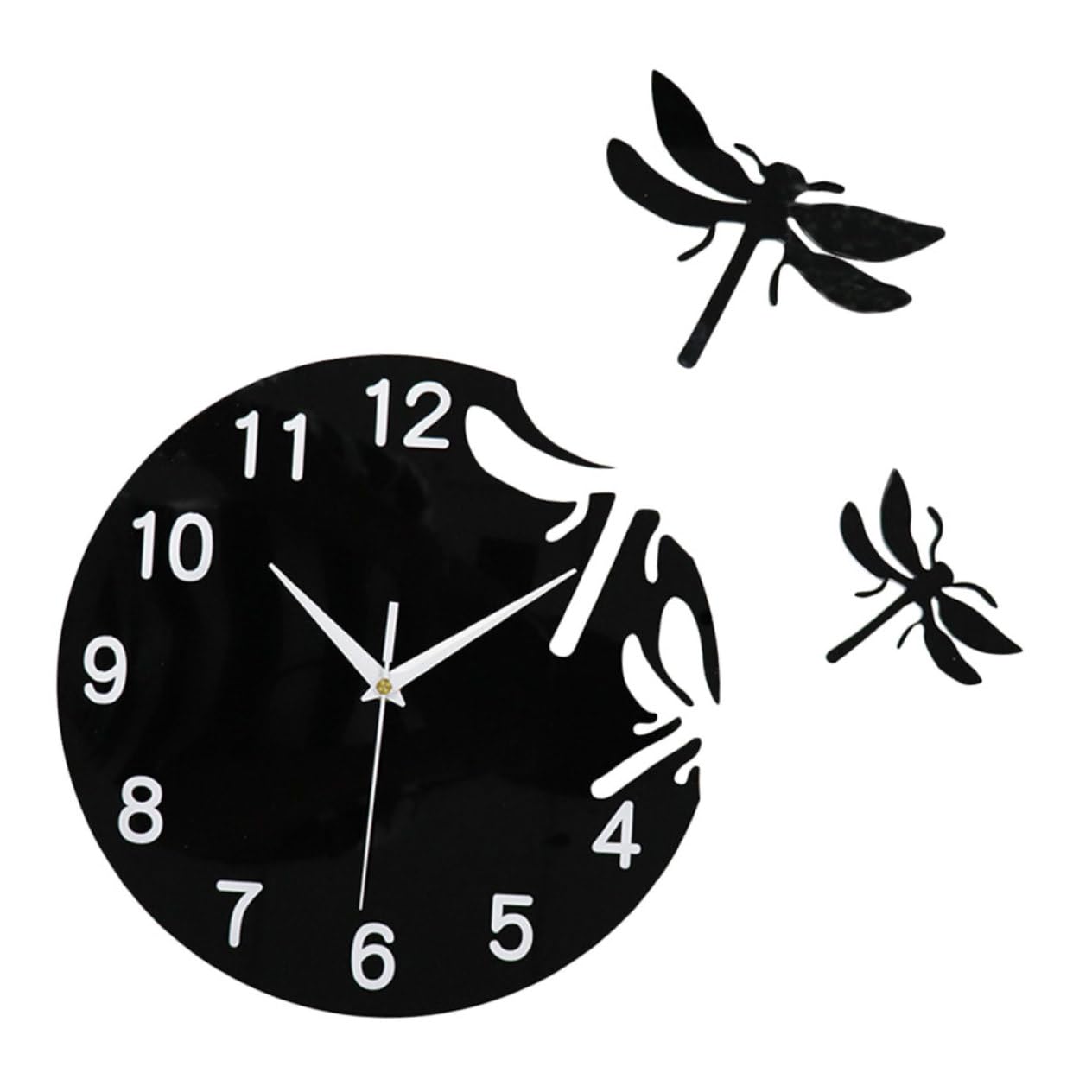 Horloge murale acrylique silencieuse avec libellule pour salon