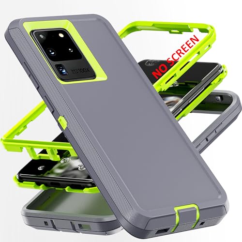 AYMECL for S20 Ultra Case [Military Grade] 3 in 1 Heavy Duty Full Body Shockproof Protection Phone Case for Samsung Galaxy S20 Ultra 5G 6.9 inch Green+Grey