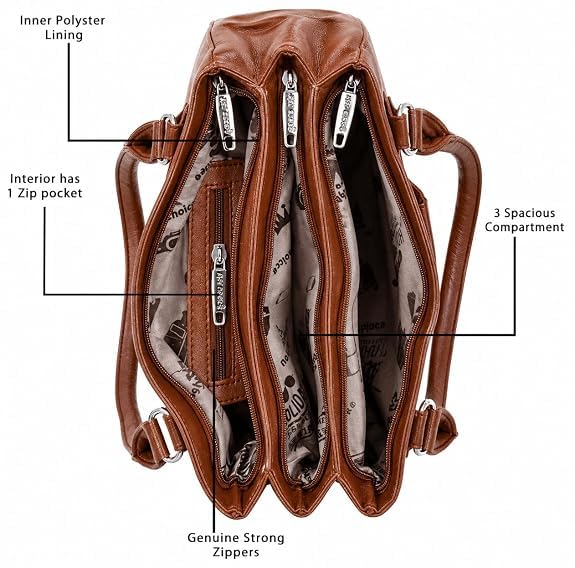 Image of Women's Handbag Shoulder Bag with Multiple Compartments, Zipper Closure & Front Pocket | Versatile Crossbody, Shoulder & Handheld Bag for Work, Travel & Daily Use