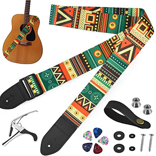 DIKEBAO Sangle de guitare réglable en coton 80-137 cm + collier de guitare + 2 broches de sangle de guitare + capodastre + 5 médiators pour guitare électrique, guitare folk basse - Les Beatles, Paul McCartney, John Lennon, RIngo Starr, George Harrison DIKEBAO Sangle de guitare réglable en coton 80-137 cm + collier de guitare + 2 broches de sangle de guitare + capodastre + 5 médiators pour guitare électrique, guitare folk basse