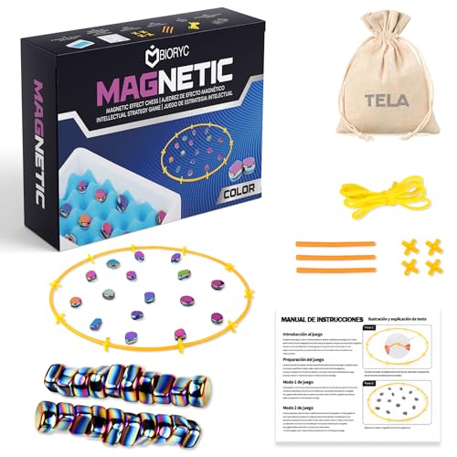 BIORYC ® Ajedrez Magnético Color (20 imanes) + Bolsa de Transporte de Tela de Regalo. Juego de Imanes + Varillas + Enlaces + Tablero de Esponja. Juegos de Mesa. Regalos Orginales Navidad 2025