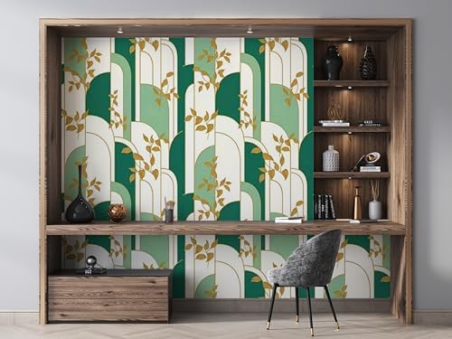 Image of FOKRIM Wallpaper Walls Sticker Waterproof Self Adhesive Green Leaf Wallpaper - Peel and Stick Wall Sticker for Home Office Bedroom Kitchen Furniture Decor - 45x300cm Removable PVC Roll (Pack of 1)