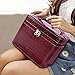 Train Case,COOFIT Portable Travel Makeup Case Crocodile Pattern Leather Beauty Box for Women Large Red