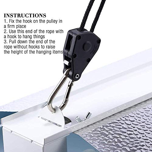 Vibury 4 paar 1/8 inch zware ratel touwen, hanger katrol touw verstelbare touw ratel hanger, groeien licht touw hangers… - Afbeelding 6