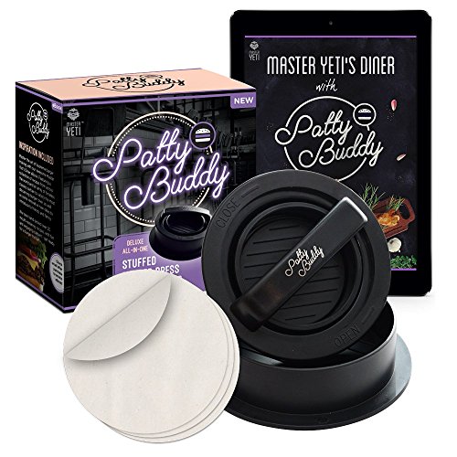 New! Deluxe Stuffed Burger Press with 60 Free Burger Papers & Exclusive Downloadable Recipe eBook, All in One Burger Maker, Slider & Hamburger Patty Press, BBQ Grilling & Gourmet Kitchen Tool