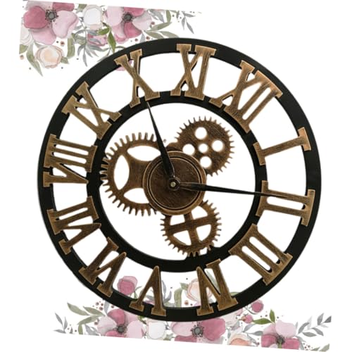 Horloge murale industrielle engrenage 40 cm dorée rétro Amosfun - 7