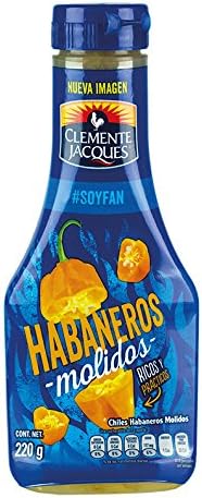 Chiles Habaneros Molidos -- Habanero chili sauce, bottle 220 g.