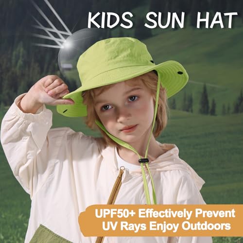 Image of Outdoor Kids Sun Hat UPF 50+ Quick Dry Foldable Bucket Hat Lightweight Adjustable Fishing Safari Hat for Girls and Boys