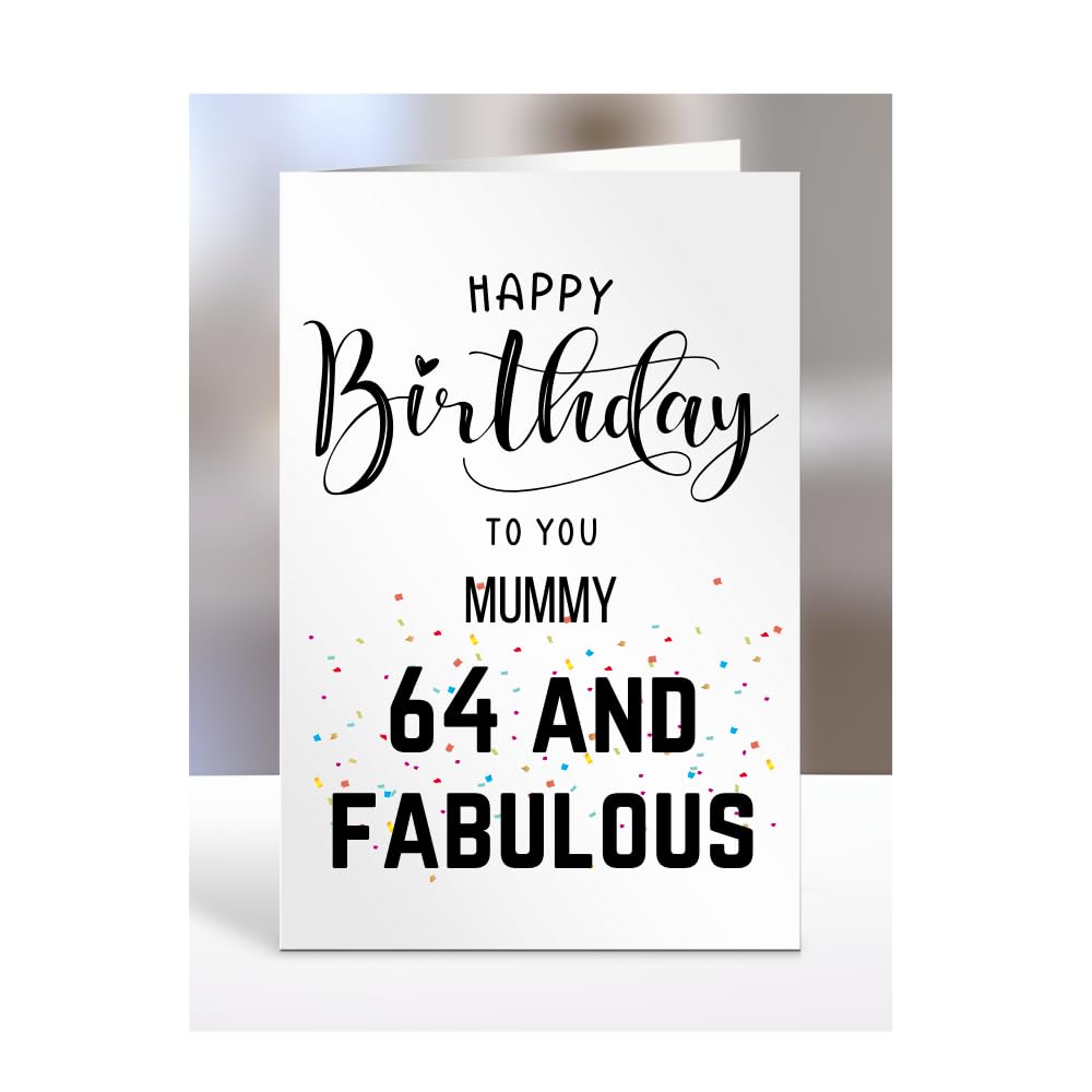 64th Birthday Card for Mummy, Happy Birthday, Gifts for Men or Women, Presents for Christmas, 64 and fabulous, 64 years old, Greetings Card, A5-102d_156 — image 1
