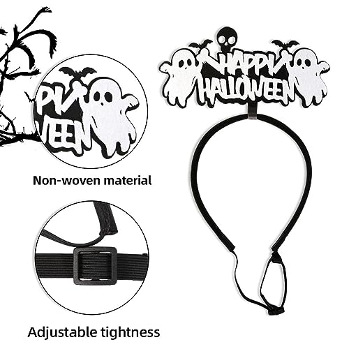 Geluode Dog Halloween Headband,Halloween Hair Hoops 4 PCS,Ghost Spider Witch Cat Trident Pumpkin Hairbands Dog Accessories Pet Headpiece For Halloween Party Dog Fancy Dress Costume Cosplay - Image 3