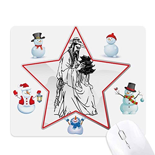 Tapis de souris antidérapant encre de chine priest dao bonhomme de neige étoile