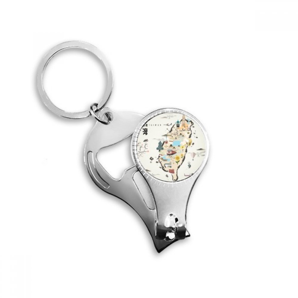 Anneau porte-clés Taiwan métal multifonction décapsuleur coupe-ongles voiture
