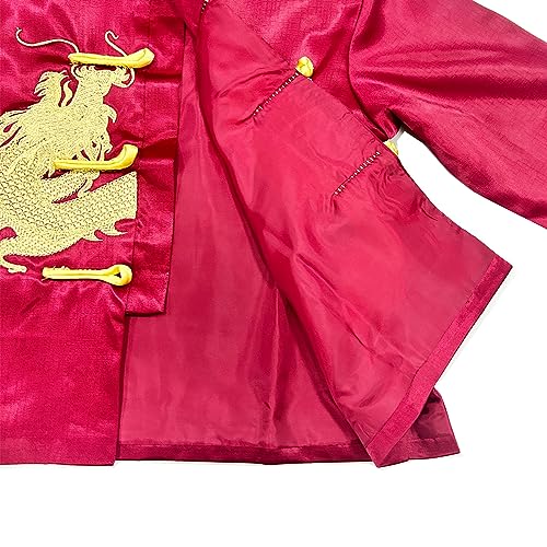 Image of Kids Boys Traditional Chinese Kung Fu Outfit Embroidery Dragon Tang Uniform Martial Arts Suits
