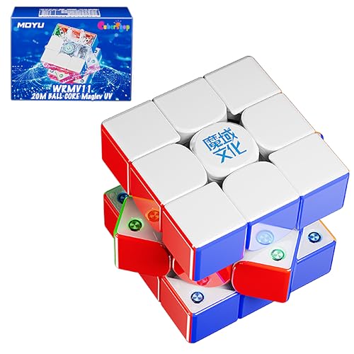Cubershop Moyu WeiLong V11 WRM 20M Ball core MagLev UV Stickerless Magnetic 3x3 Speed Cube, Latest Arrival Luxury Adjustable Tension 3 by 3 100 Magnets Pro Ultra Smooth Deluxe Magic Cloth Cube