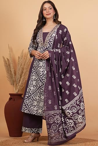 Image of Amayra Woman's Pure Cotton Straight Kurta Sets with Palazzos & Dupatta|Kurti Set for Woman|Suit Set for Women Cotton