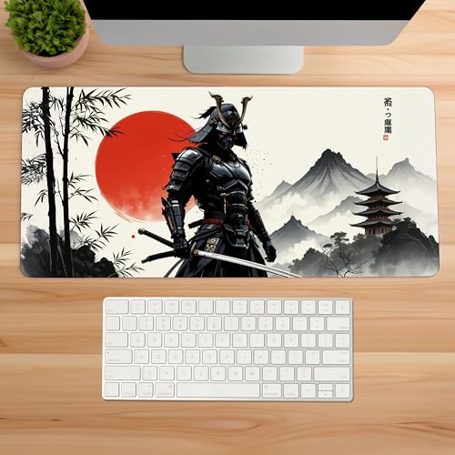 Image of Samurai Premium Desk Mat | Anti-Skid | Anti-Slip | 80 x 30 cm | Laptop Mat for Work from Home /Office /Gaming- Extended Mouse pad and Keyboard Desk mat
