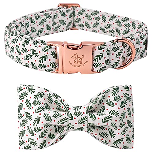 Elegant little tail Christmas Dog Collar, Pet Collar Soft with Comfy Bowtie Dog Collar Holiday Adjustable Pet Gift Collars for Small Medium Large Dogs