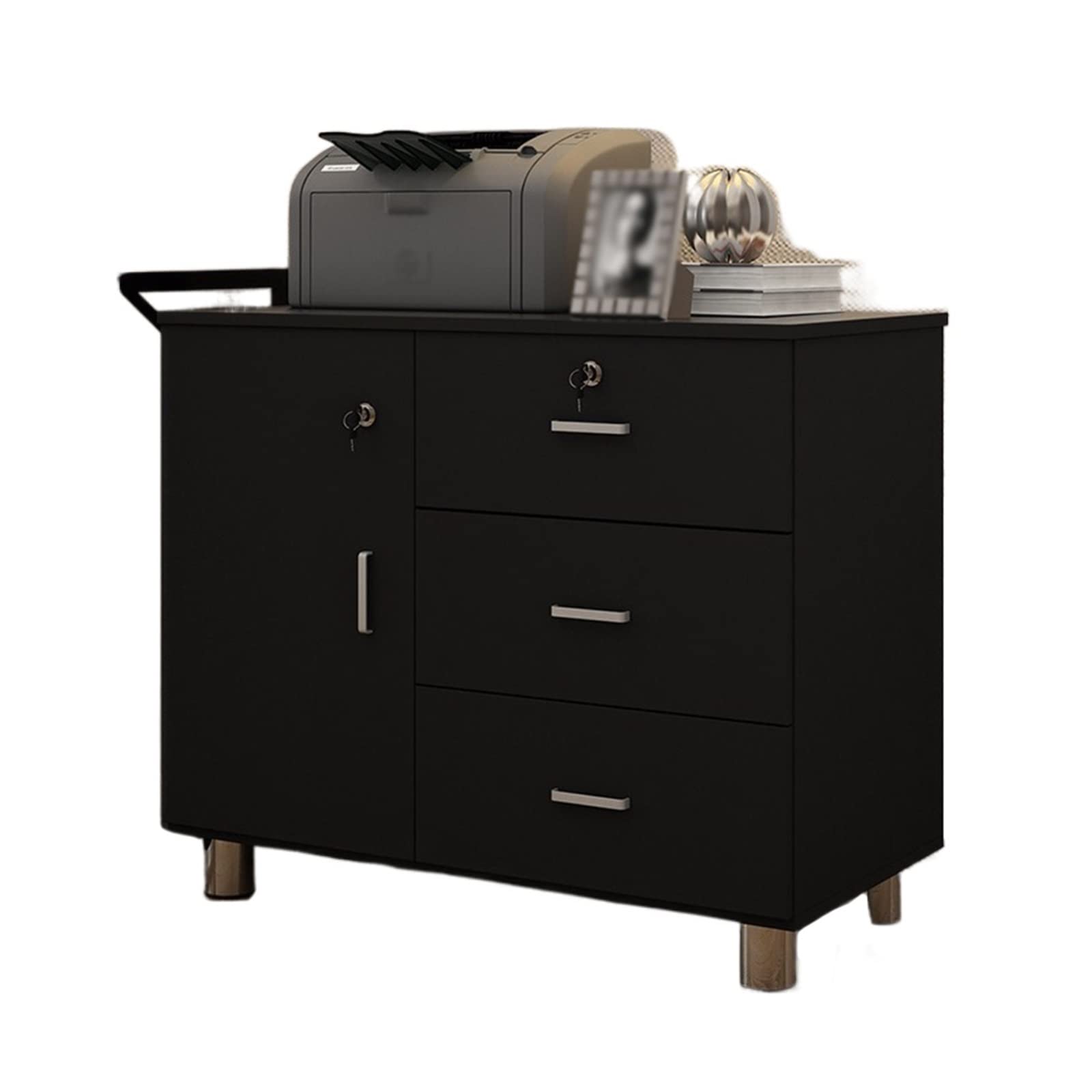 BHGFYXBS Office Printing Stand Wooden Office File Cabinet Floor-To-Ceiling Drawer File Cabinet Printer Cabinet With Lock Locker Activity Bedside Table Printer Stand With Storage,C-Small