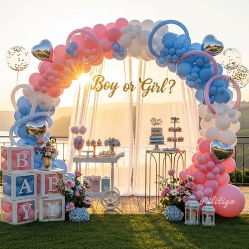 Pink and Blue Gender Reveal Balloon Arch Kit 134Pcs