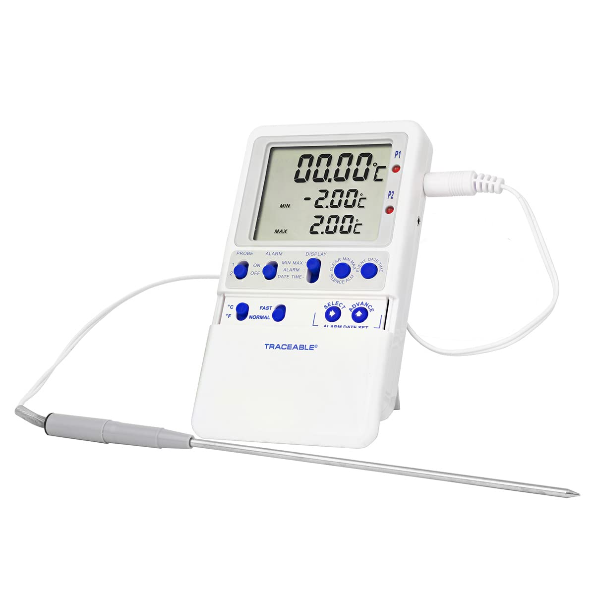 Cole-Parmer Traceable - Termómetro digital de precisión extrema con calibración, 0 grados C; 1 sonda de acero inoxidable StEnvironmental Expressl