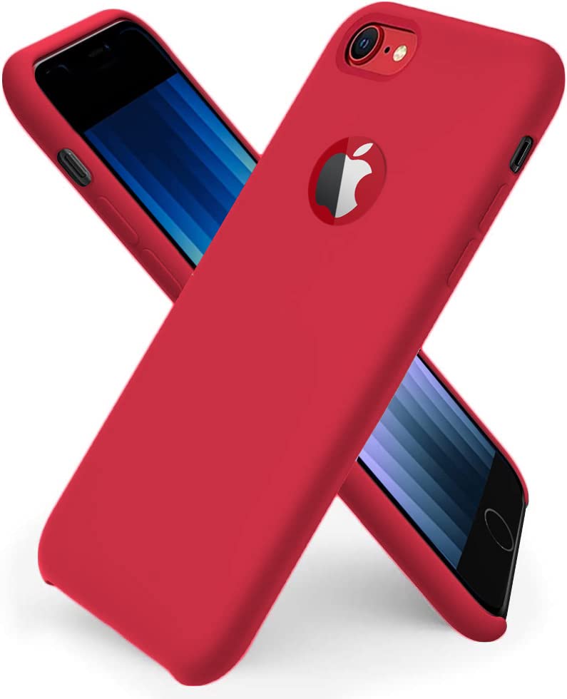 Image of VONZEE Liquid Silicone Case Compatible with iPhone 7 (4.7 inch), Soft Shockproof Slim Protective Back Cover, Full Body & Camera Protection, Microfiber Lining, Anti-Yellow Durable Phone Case, Red