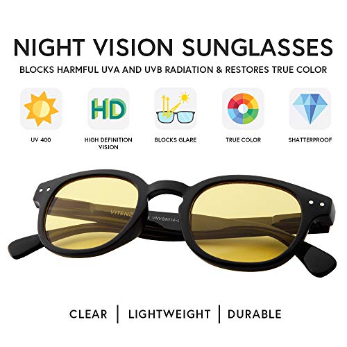 VITENZI Night Vision Glasses for Men and Women Anti Glare Safety for Night Day Driving HD Yellow Tinted Sunglasses Lucca3