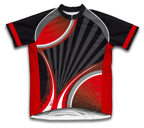 ScudoPro Black Red Striker Short Sleeve Cycling Jersey for Youth - Size XS