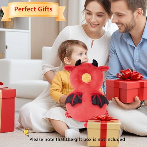 Image of Baby Head Back Protector Backpack Toddler Safety Protector Cushion Pad Soft, Adjustable and Lightweight Design for Safe Walking and Crawling Toddlers Girls and Boys(Red Devil)