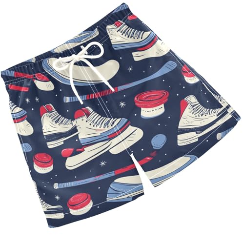 Pigsaly Boys Swim Trunks Hockey Balls Sports Blue Red Boys Board Shorts Swimsuit Swimwear Summer Bathing Suit 2T